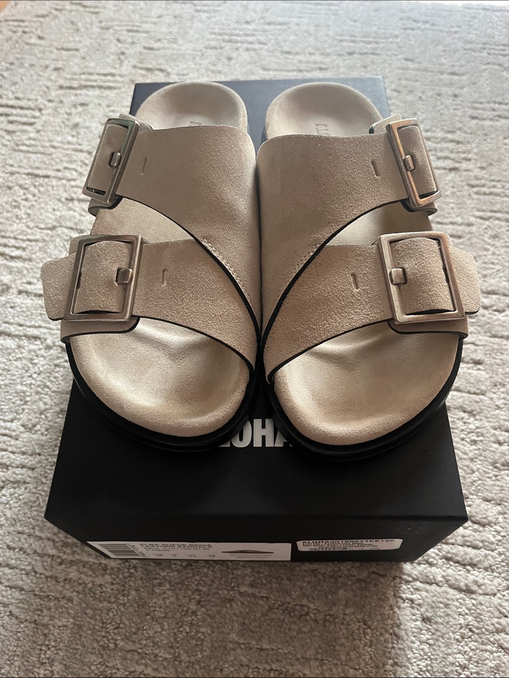 ALOHAS Alba Beige Double Buckle Slide Sandals 36/6